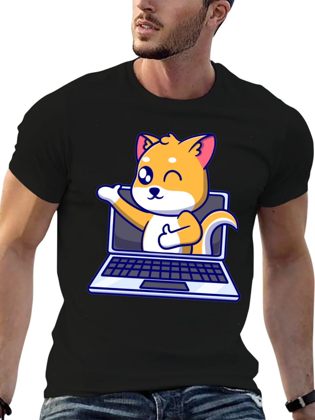Funny Dog Laptop T-Shirt - Shiba Inu Lover Tee