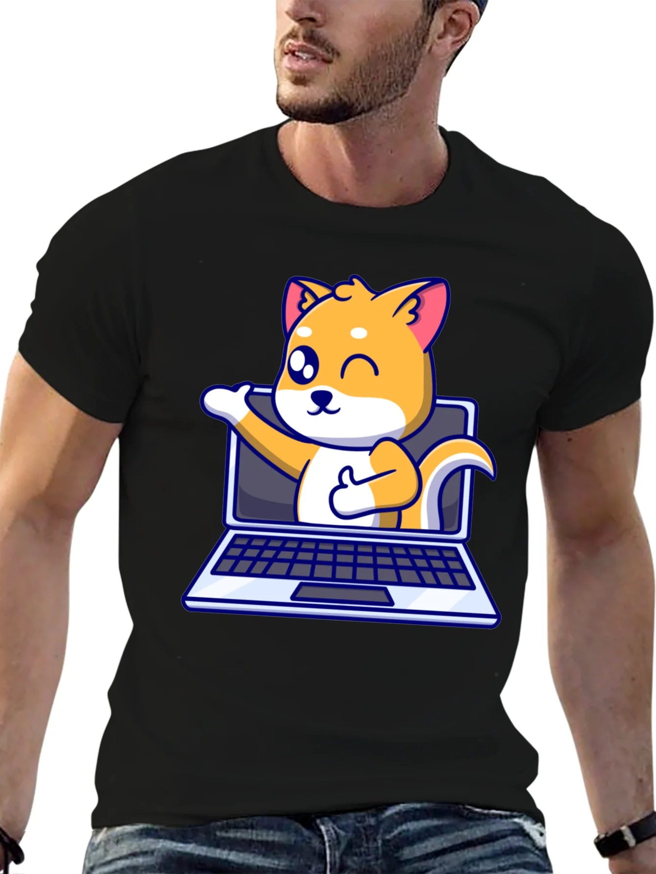 Funny Dog Laptop T-Shirt - Shiba Inu Lover Tee