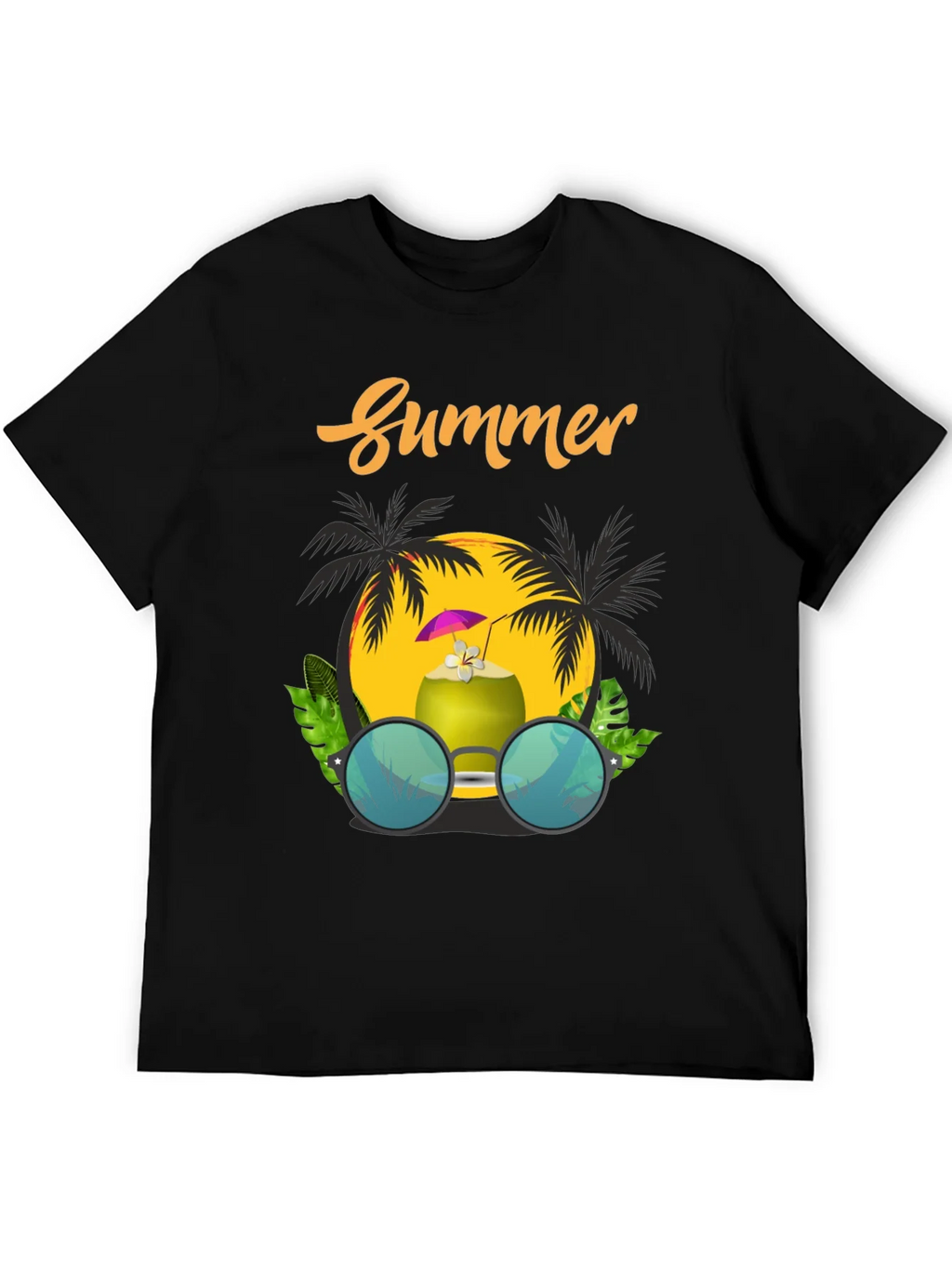 Summer Vibes T-Shirt: Coconut & Sunglasses Design