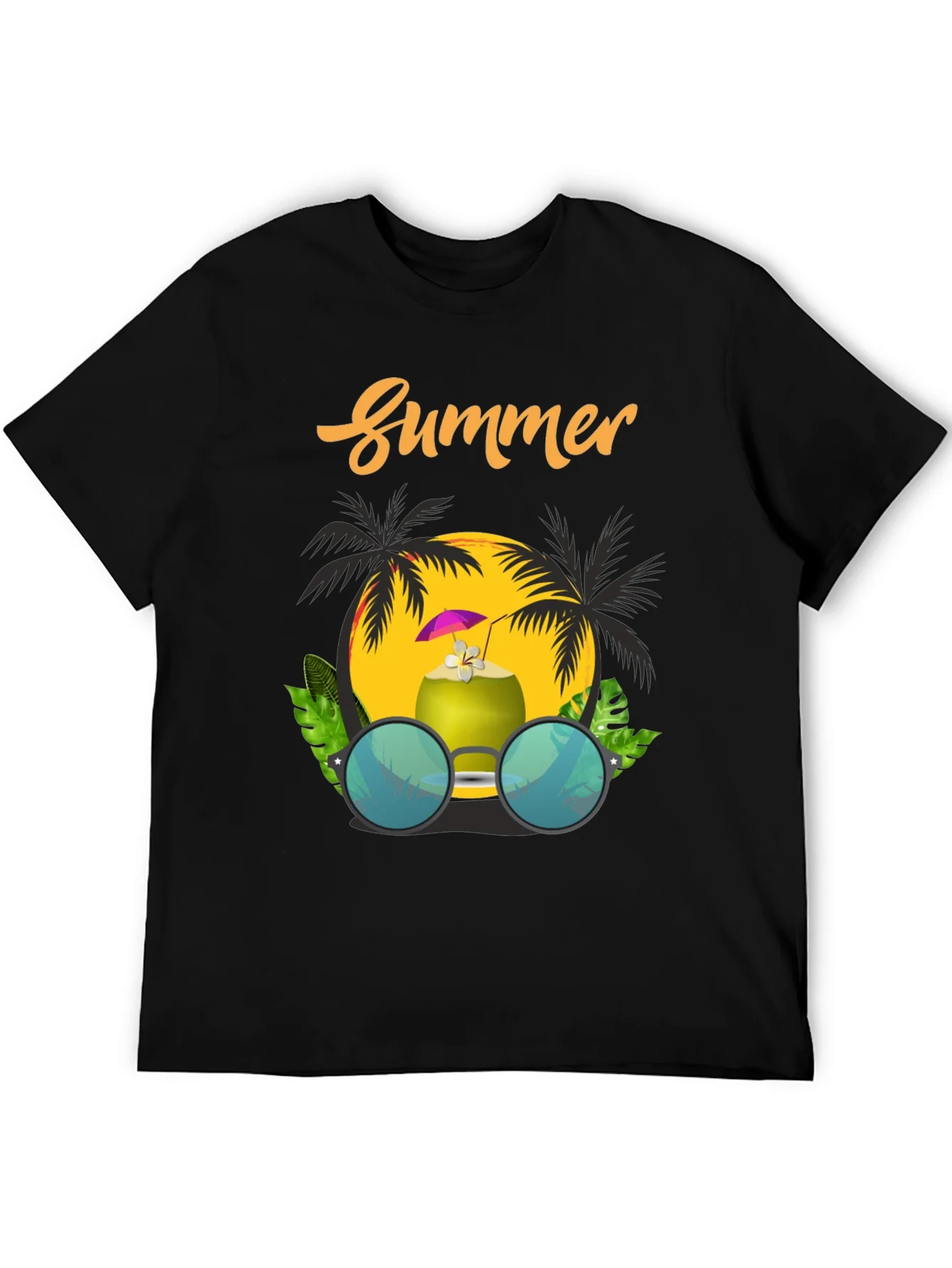 Summer Vibes T-Shirt: Coconut & Sunglasses Design