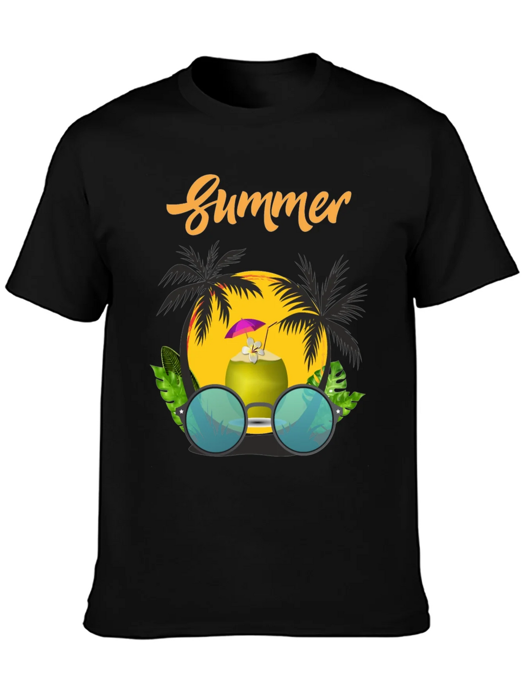 Summer Vibes T-Shirt: Coconut & Sunglasses Design