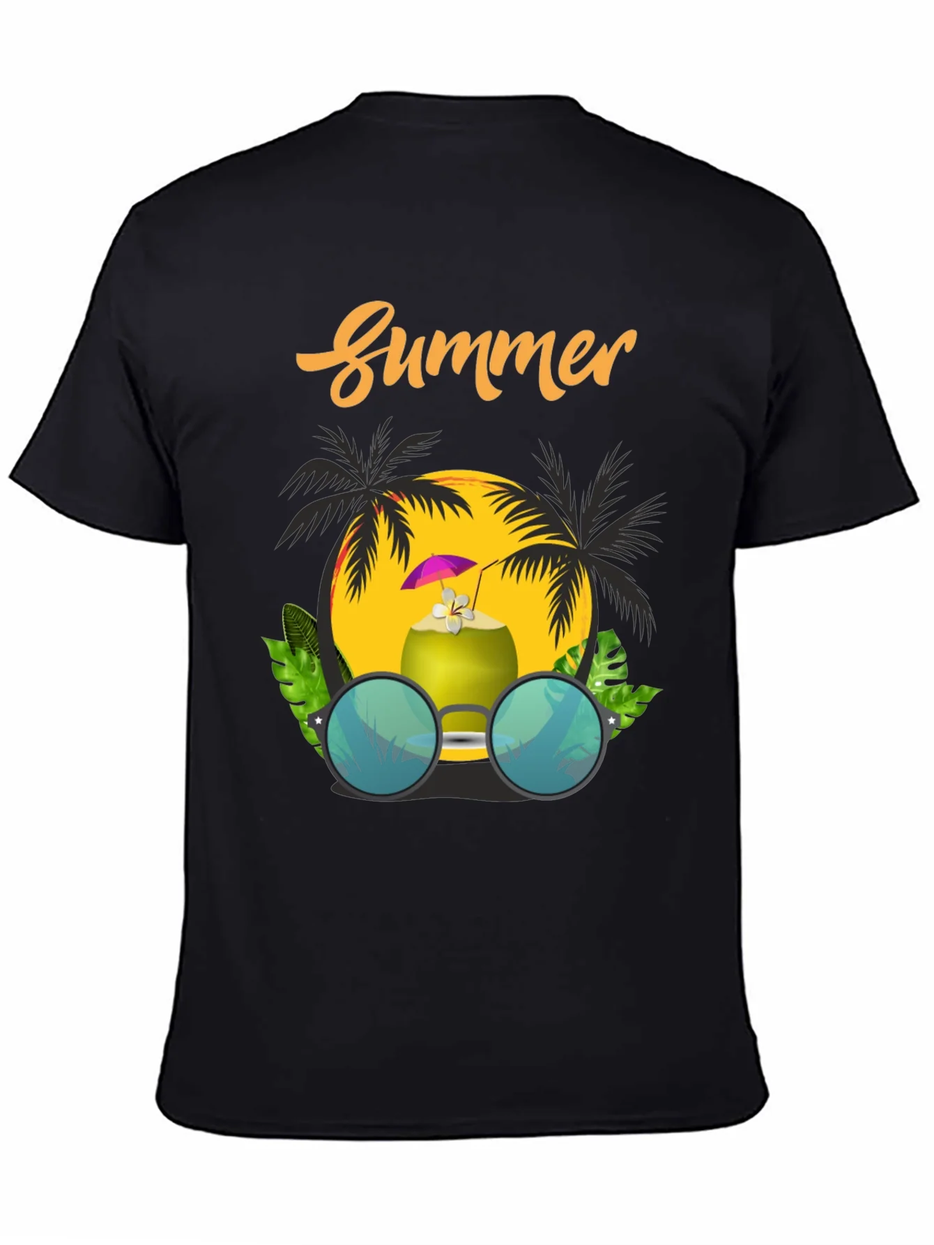 Summer Vibes T-Shirt: Coconut & Sunglasses Design