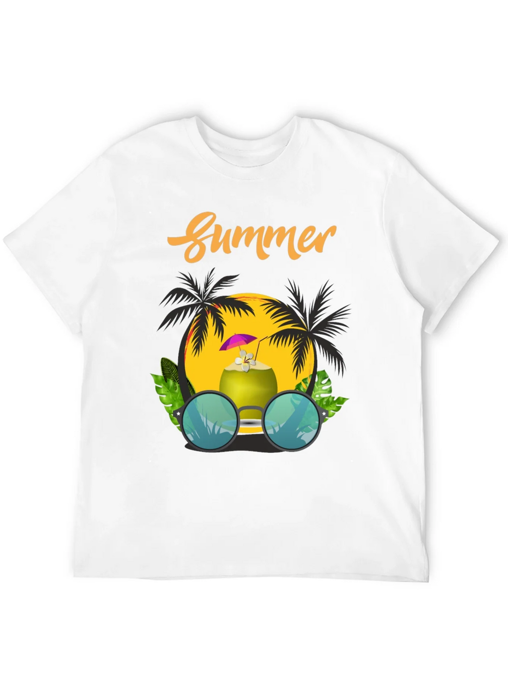 Summer Vibes T-Shirt: Coconut & Sunglasses Design