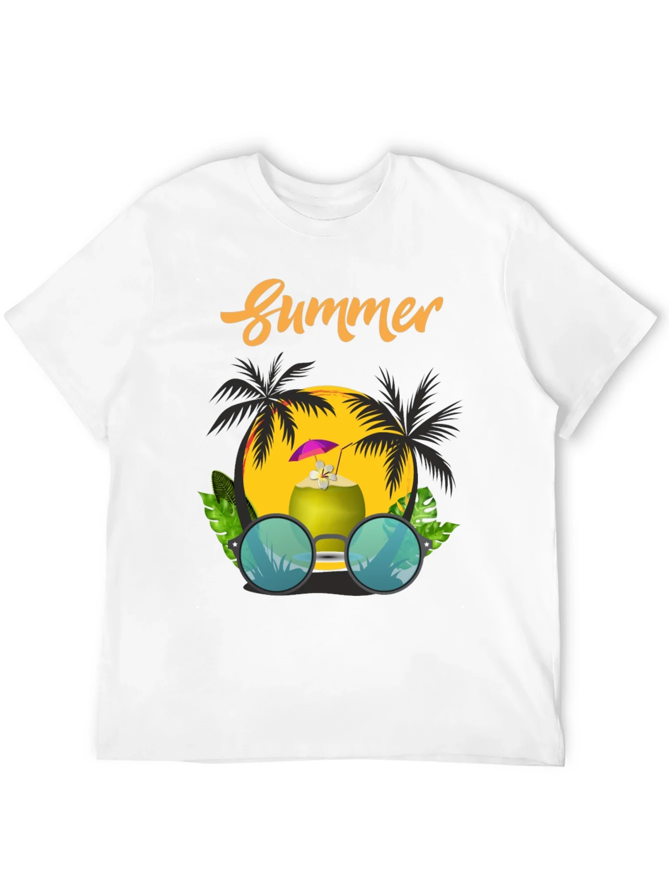 Summer Vibes T-Shirt: Coconut & Sunglasses Design