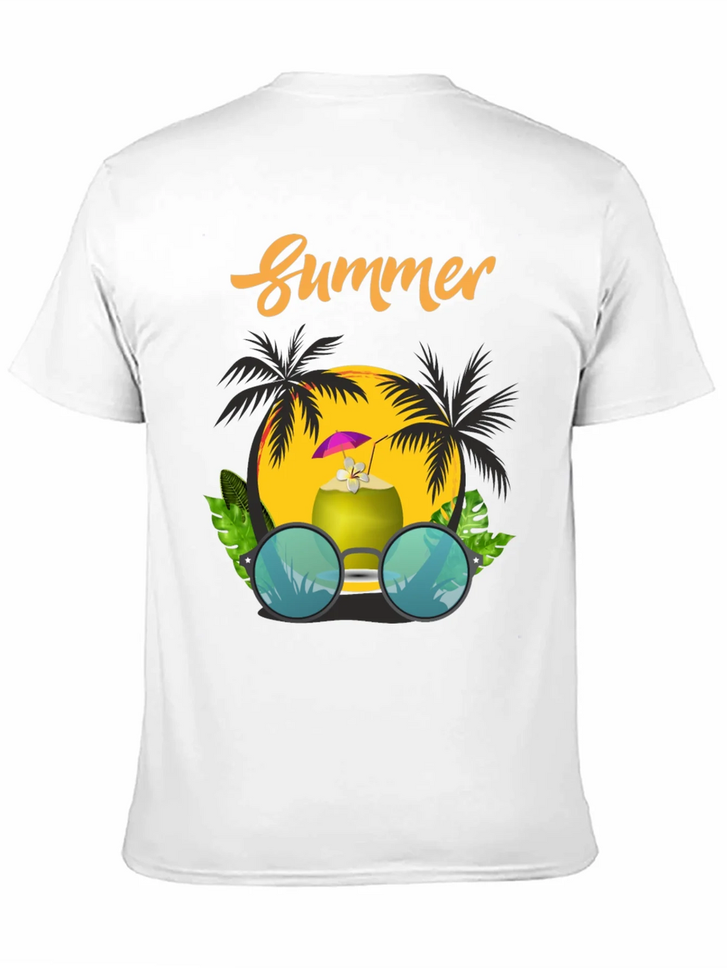 Summer Vibes T-Shirt: Coconut & Sunglasses Design