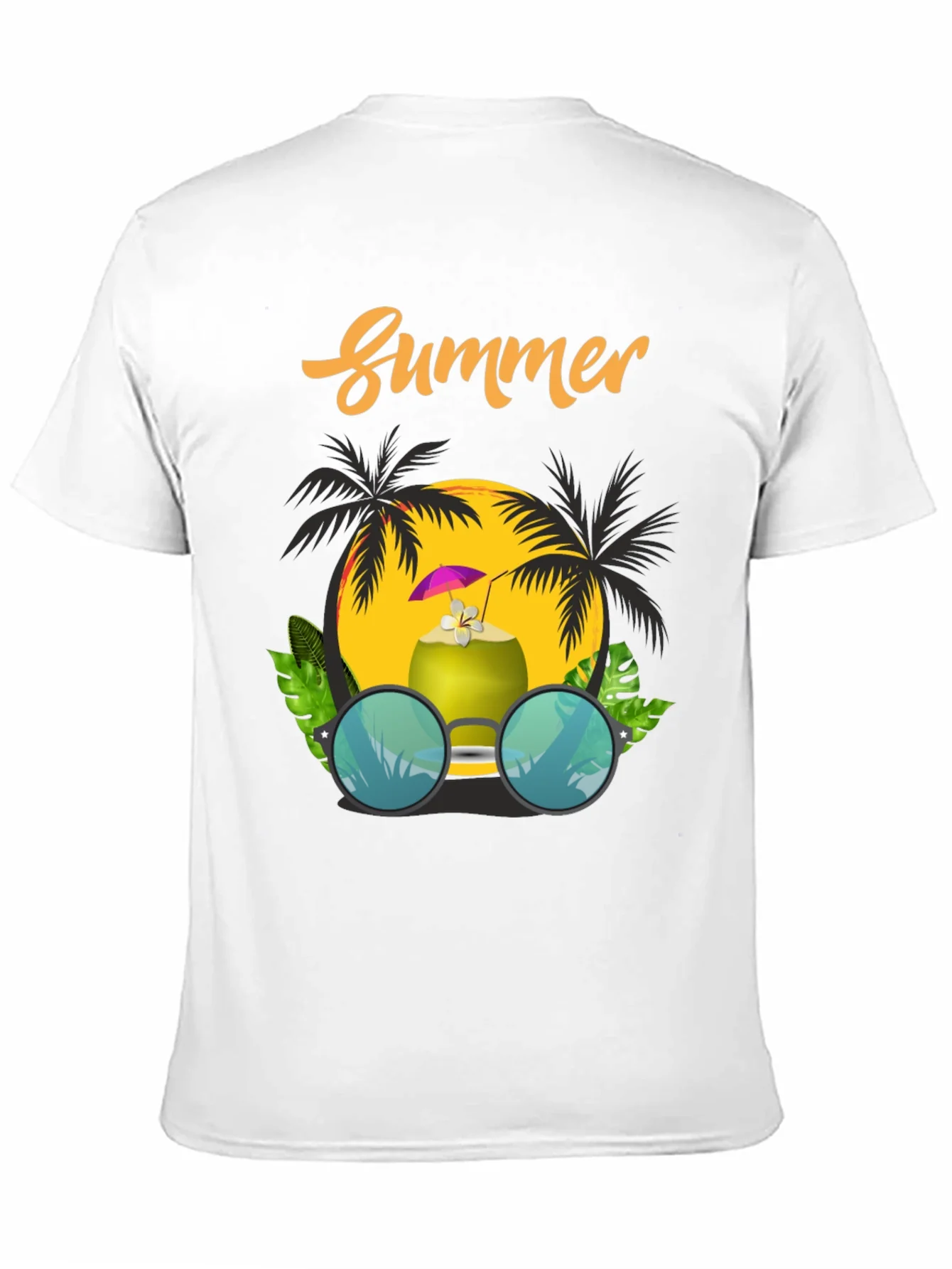 Summer Vibes T-Shirt: Coconut & Sunglasses Design
