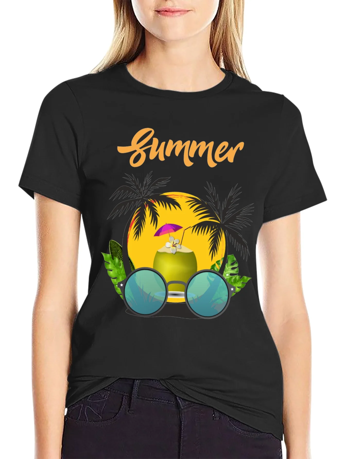 Summer Vibes T-Shirt: Coconut & Sunglasses Design
