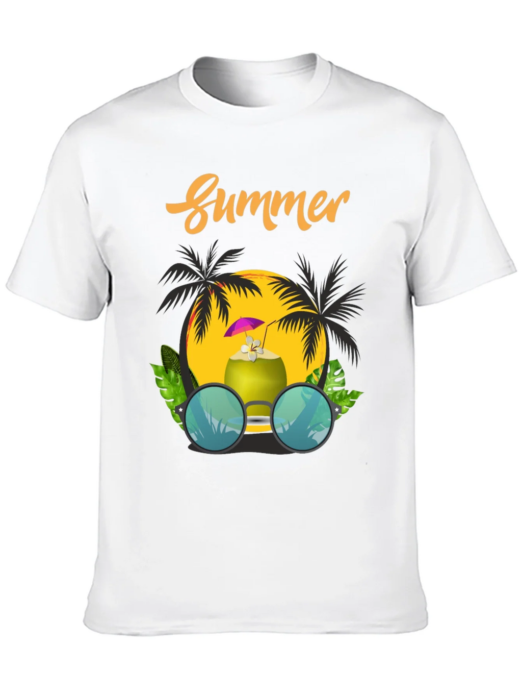 Summer Vibes T-Shirt: Coconut & Sunglasses Design