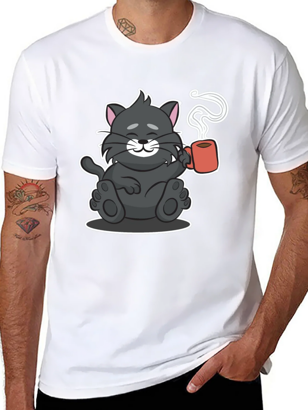 Cute Cat Coffee Lover T-Shirt