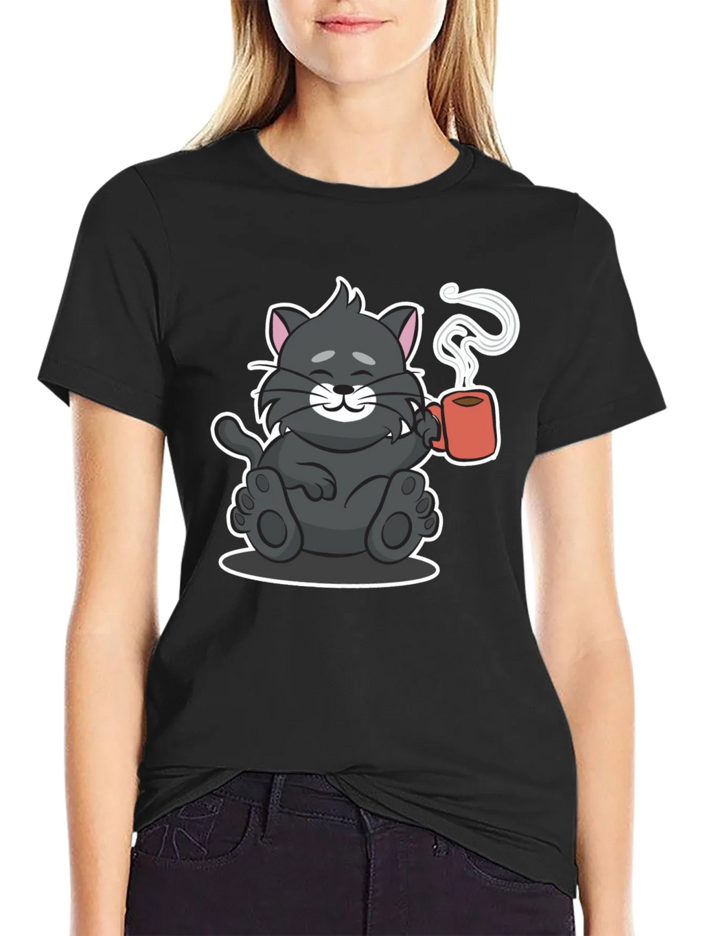 Cute Cat Coffee Lover T-Shirt