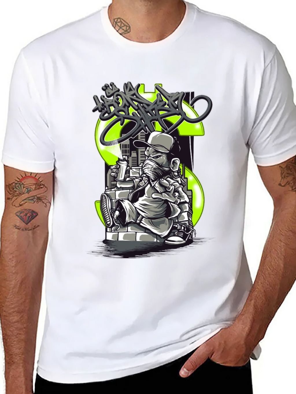 Urban Streetwear Tee - Money Graffiti Design