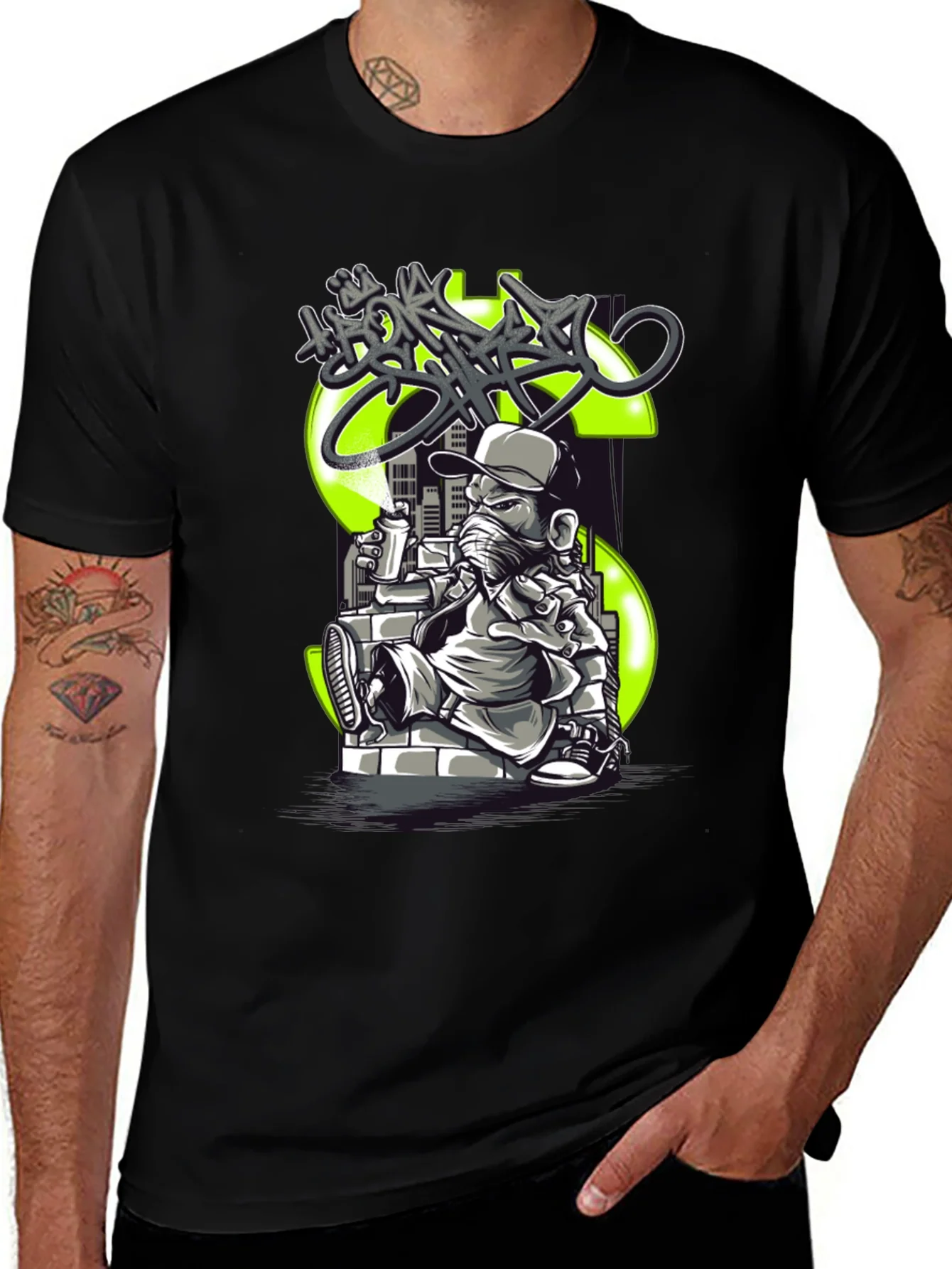 Urban Streetwear Tee - Money Graffiti Design