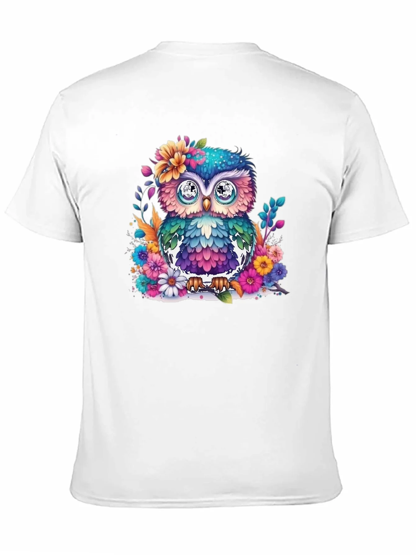 Colorful Floral Owl Graphic T-Shirt
