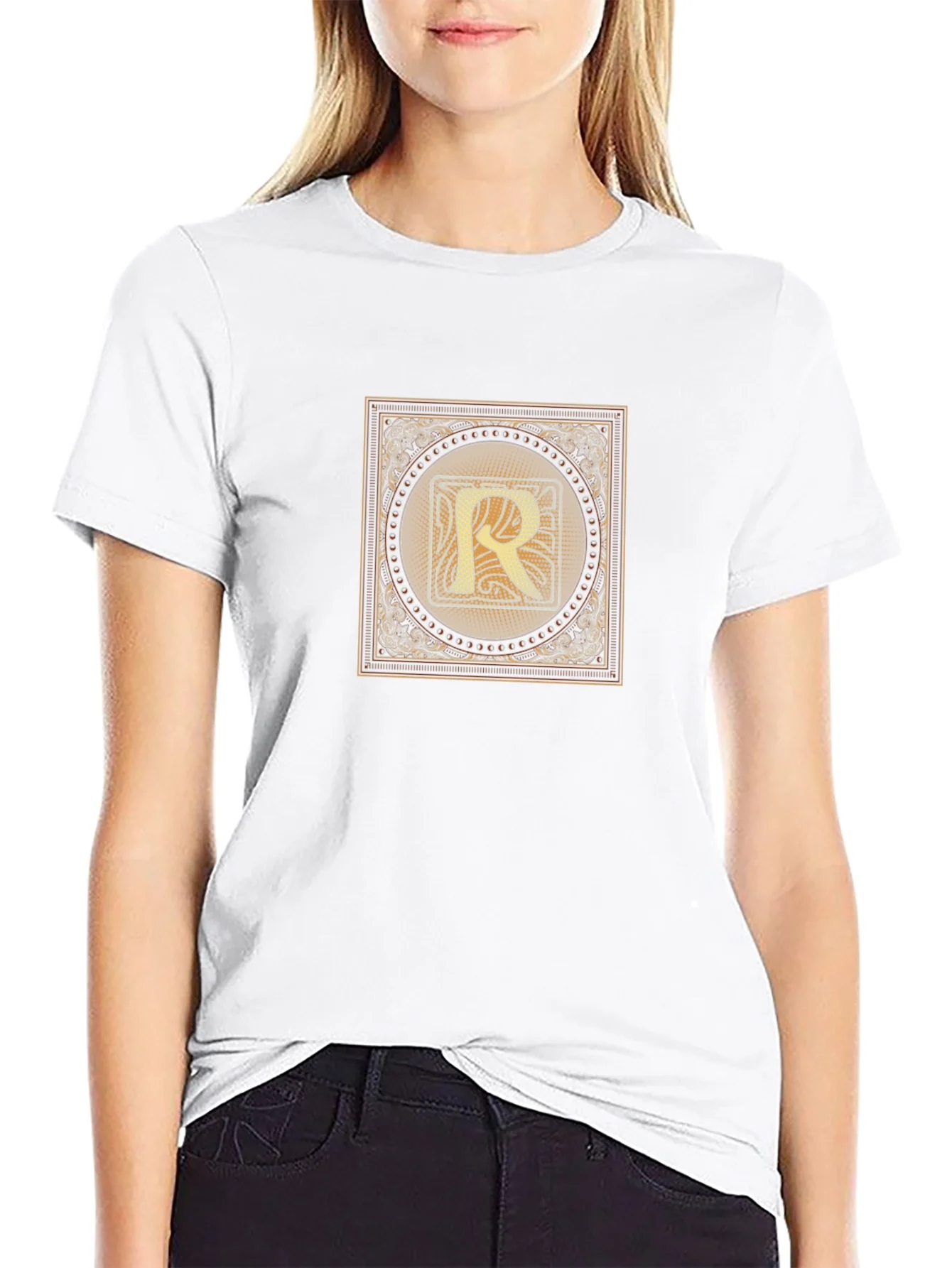 Golden Letter R T-Shirt - Stylish Graphic Tee