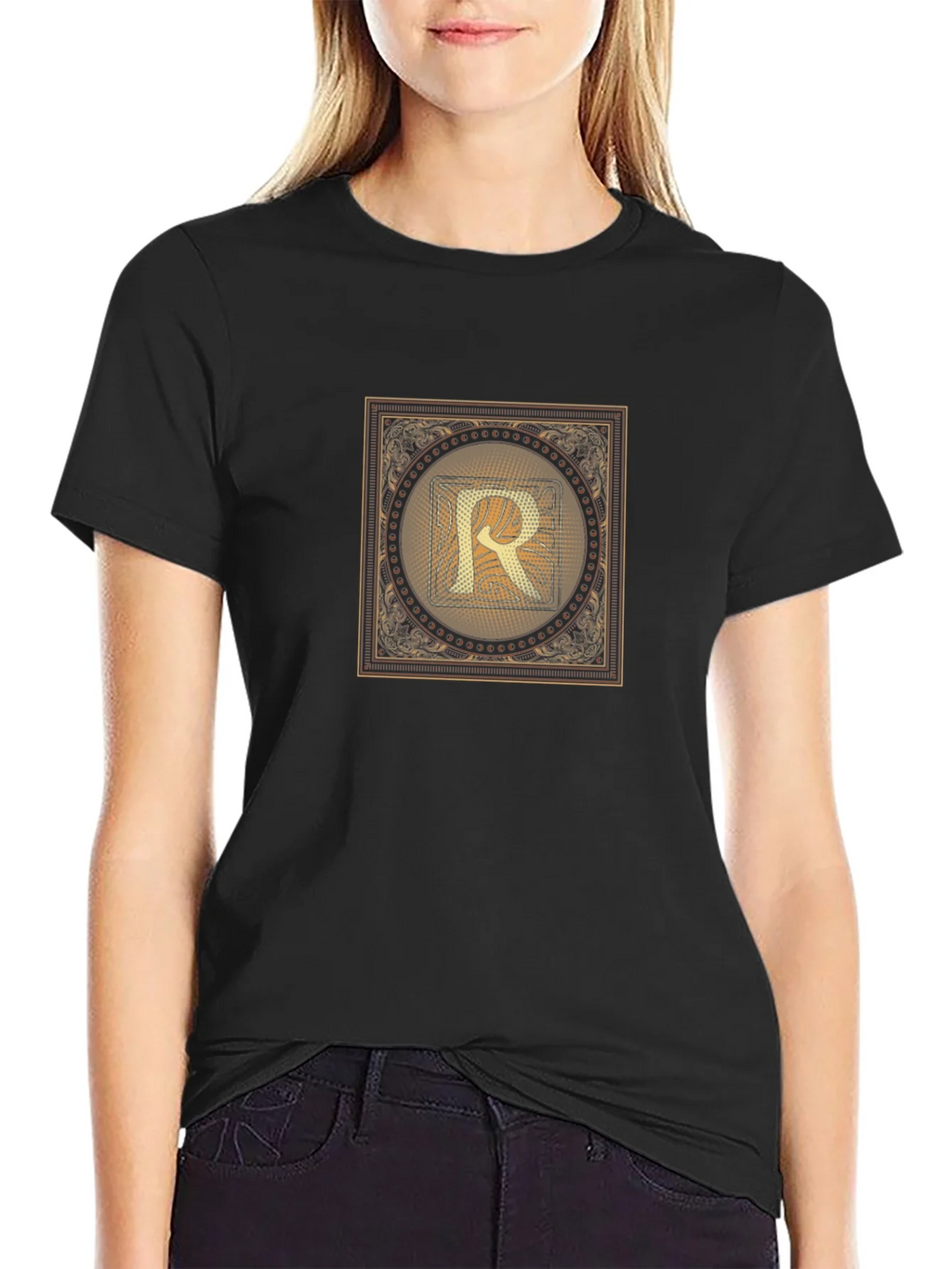 Golden Letter R T-Shirt - Stylish Graphic Tee