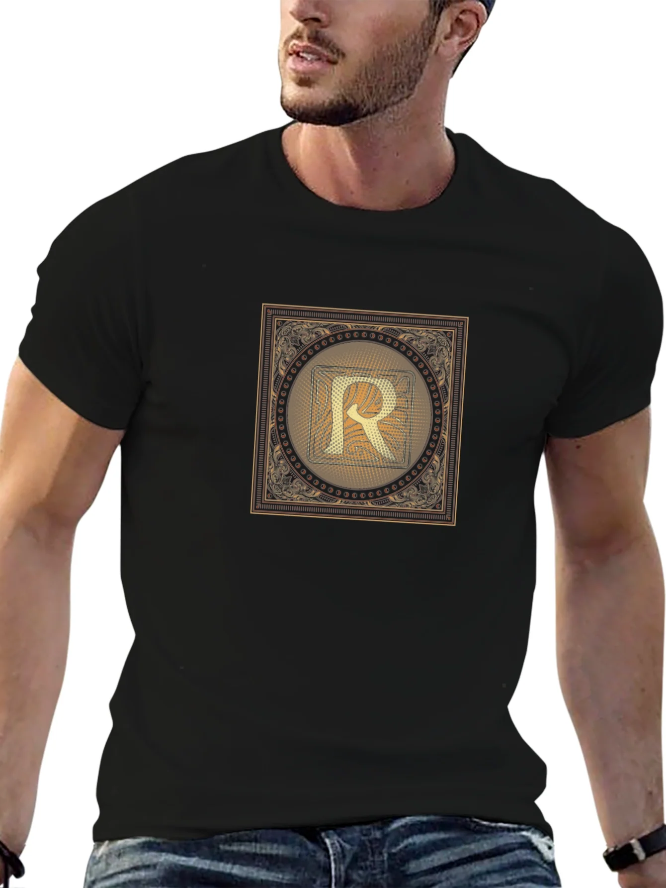 Golden Letter R T-Shirt - Stylish Graphic Tee