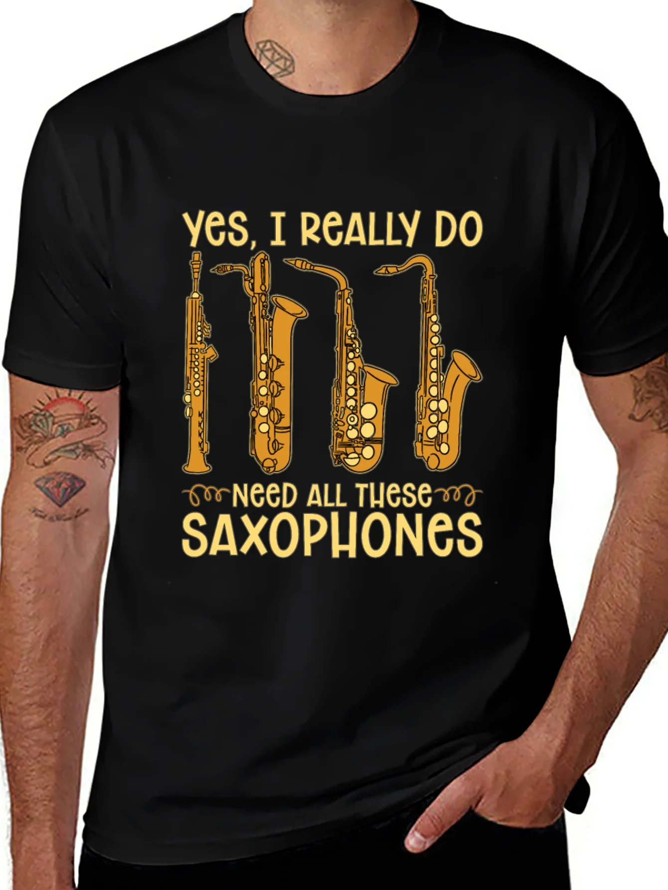 Saxophone Lover T-Shirt - Yes I Need All These Saxophones!