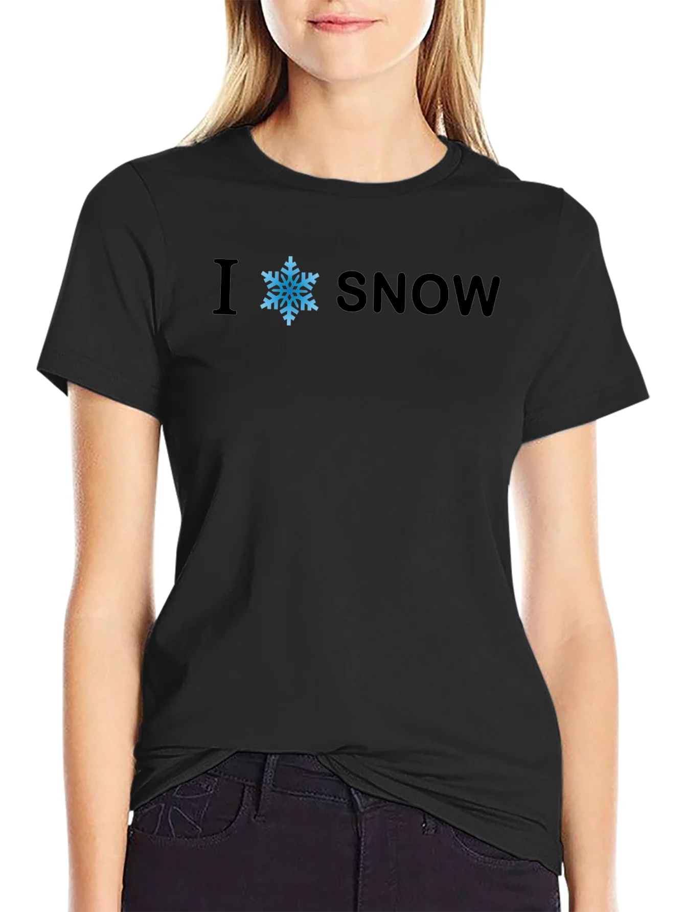 I Snowflake Snow T-Shirt - Black