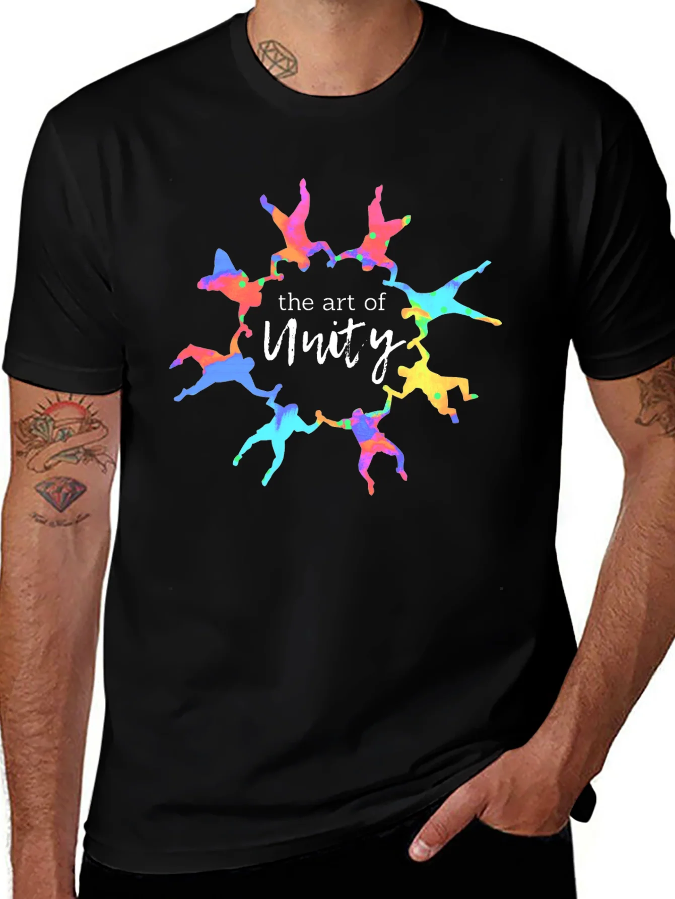 Unity Art Graphic Tee - Colorful People Circle Design