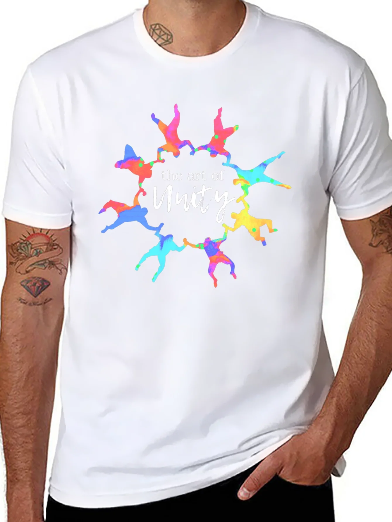 Unity Art Graphic Tee - Colorful People Circle Design