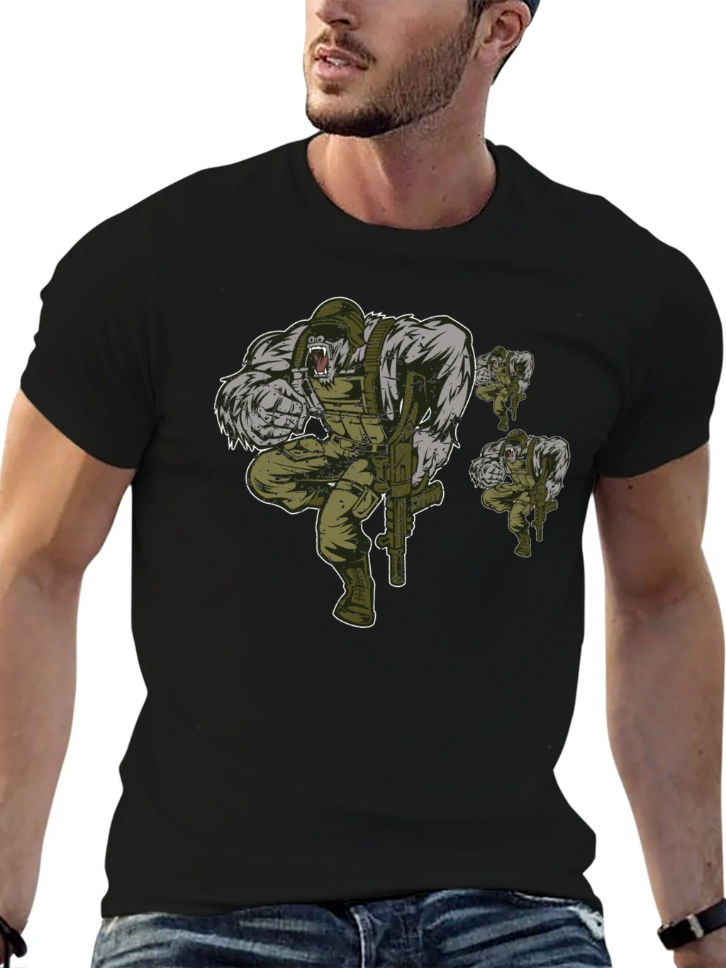 Gorilla Squad Graphic T-Shirt - Black Crew Neck