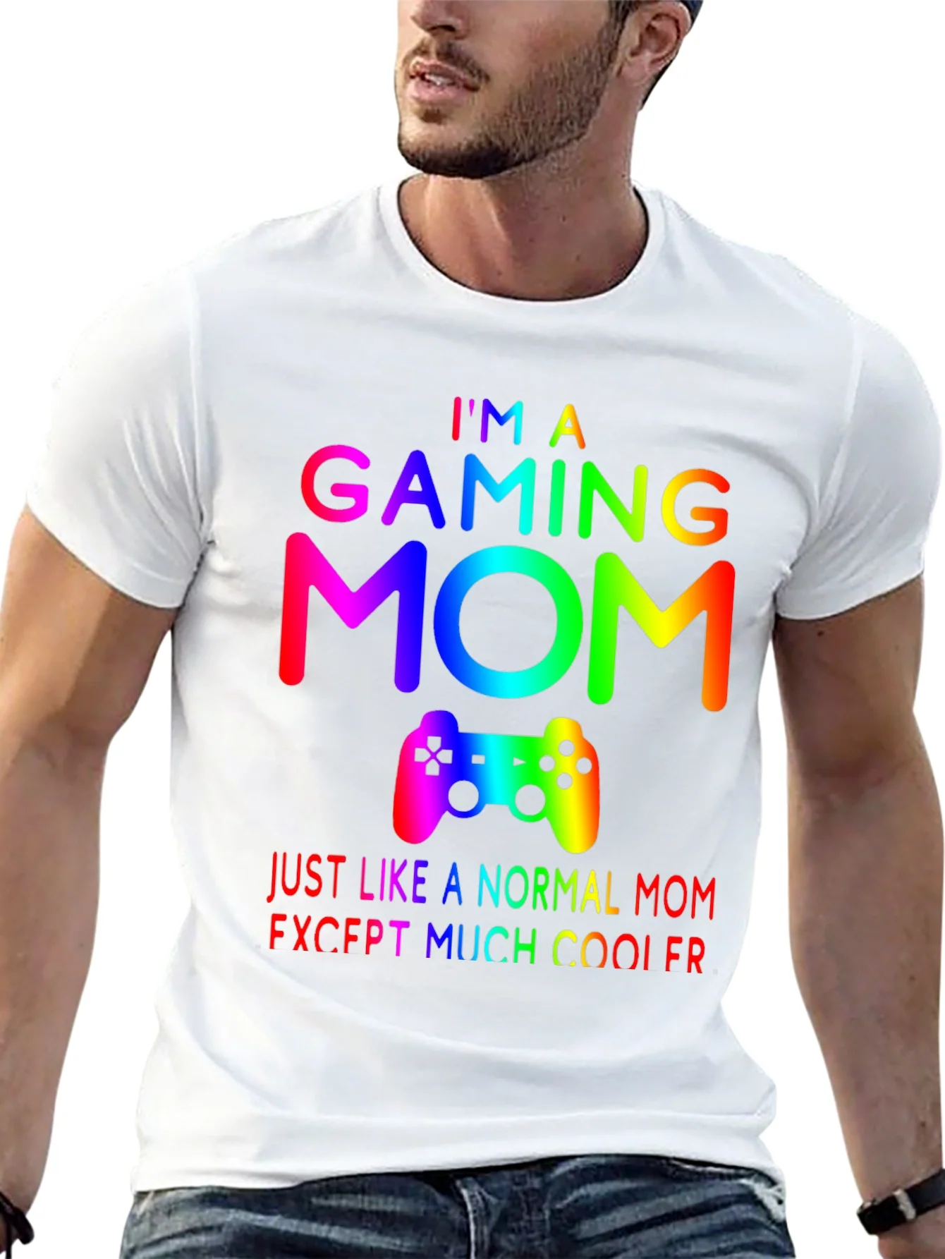 Gaming Mom T-Shirt - Rainbow Gamer Design