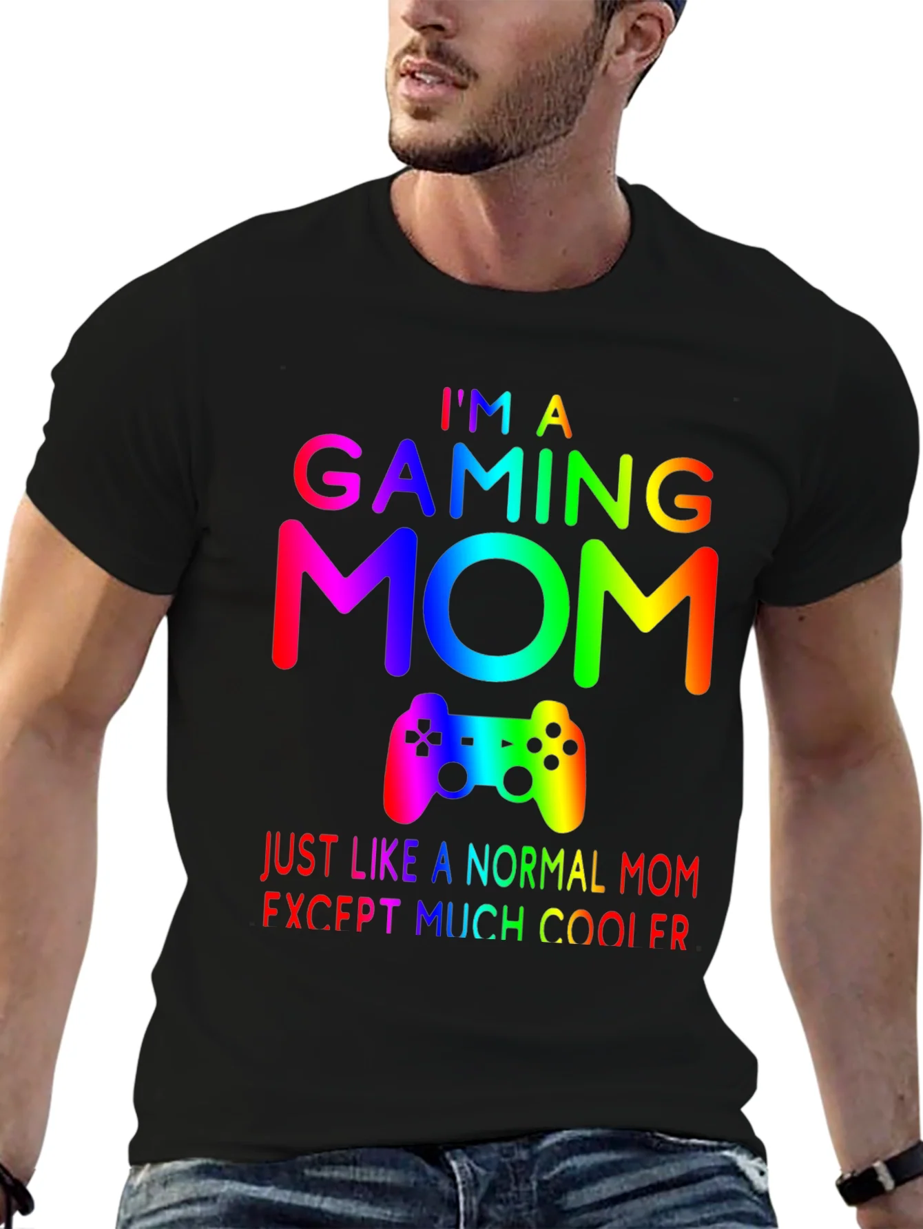 Gaming Mom T-Shirt - Rainbow Gamer Design