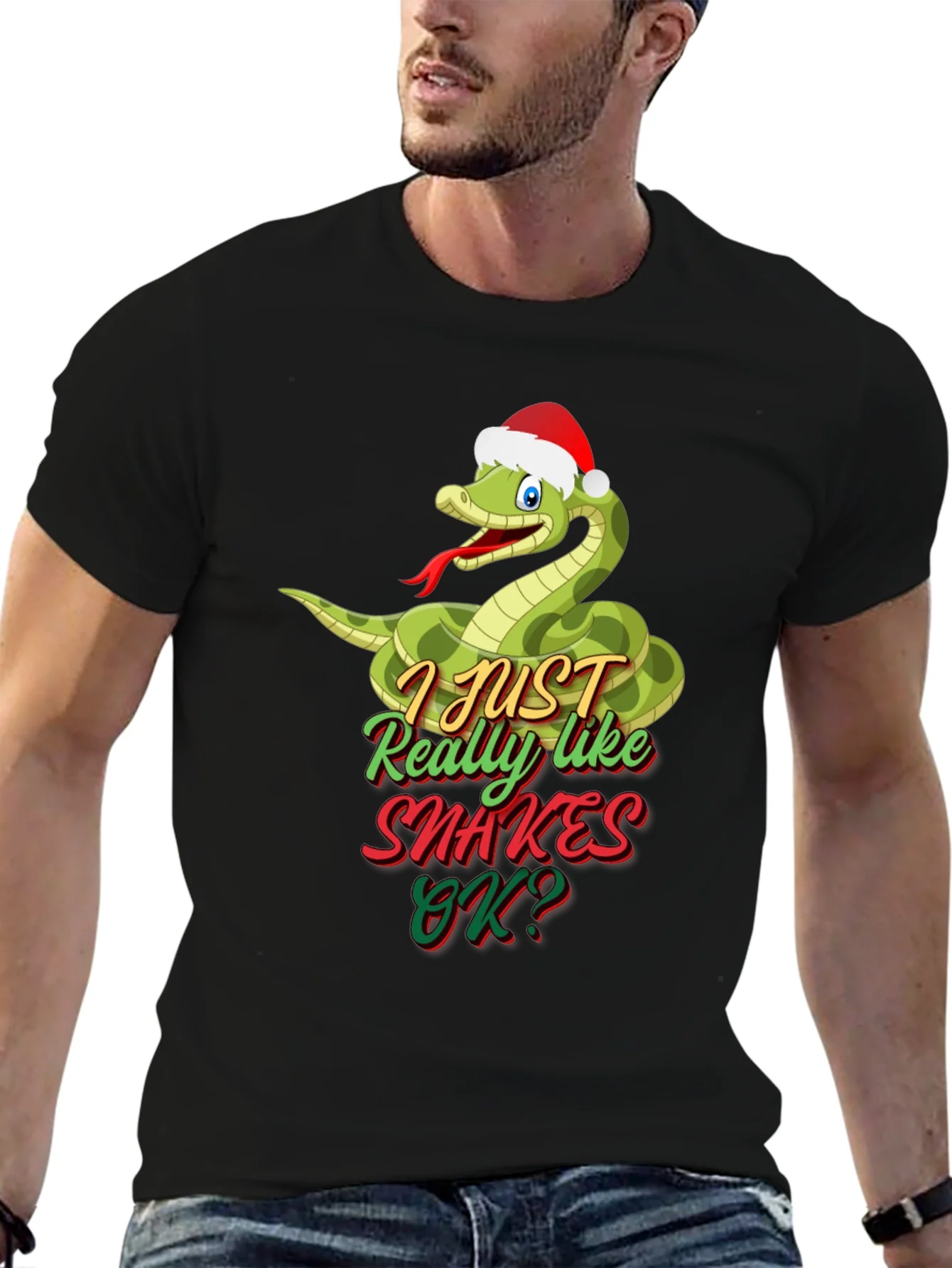 Funny Christmas Snake T-Shirt - I Just Really Like Snakes!