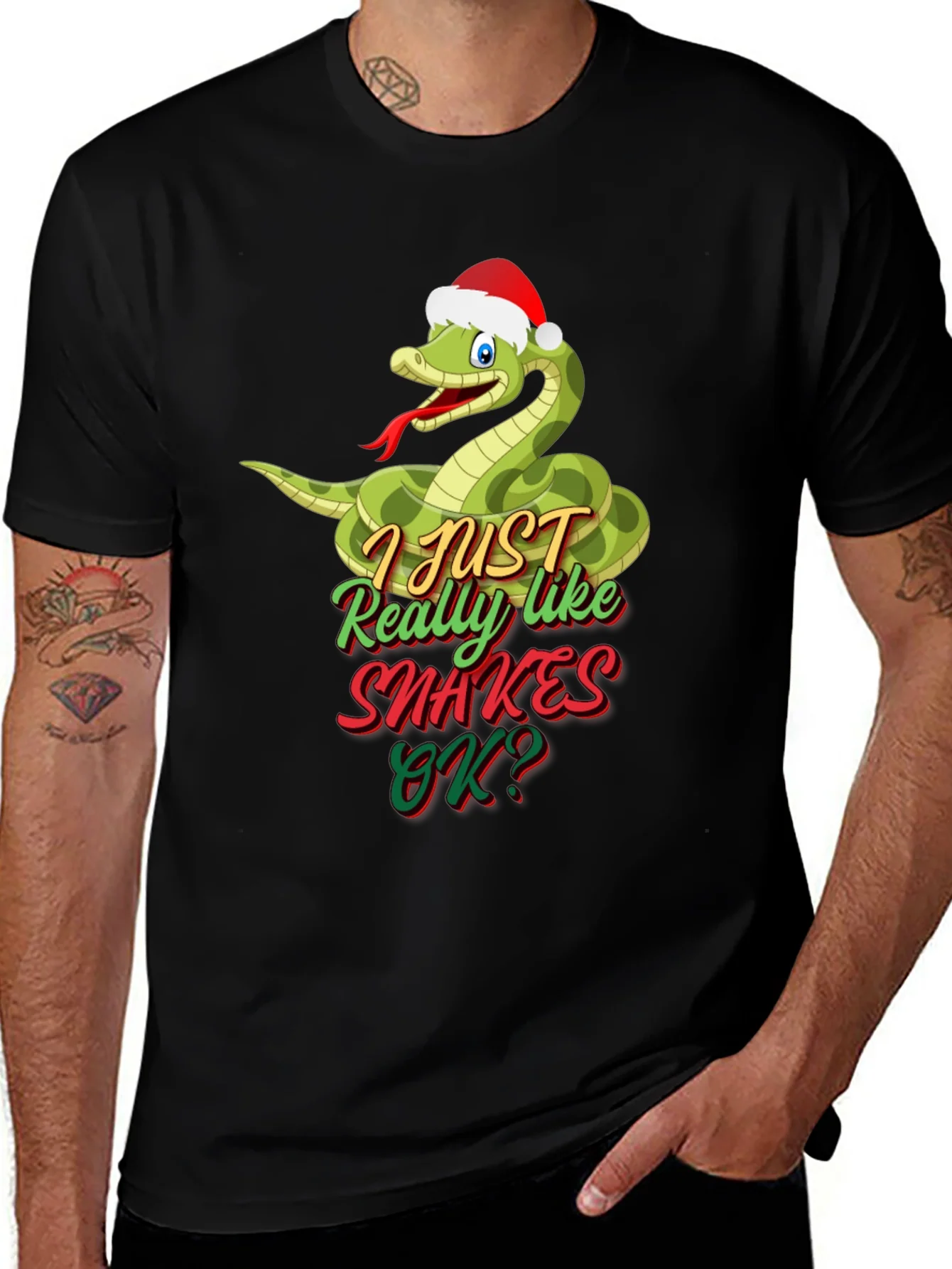 Funny Christmas Snake T-Shirt - I Just Really Like Snakes!