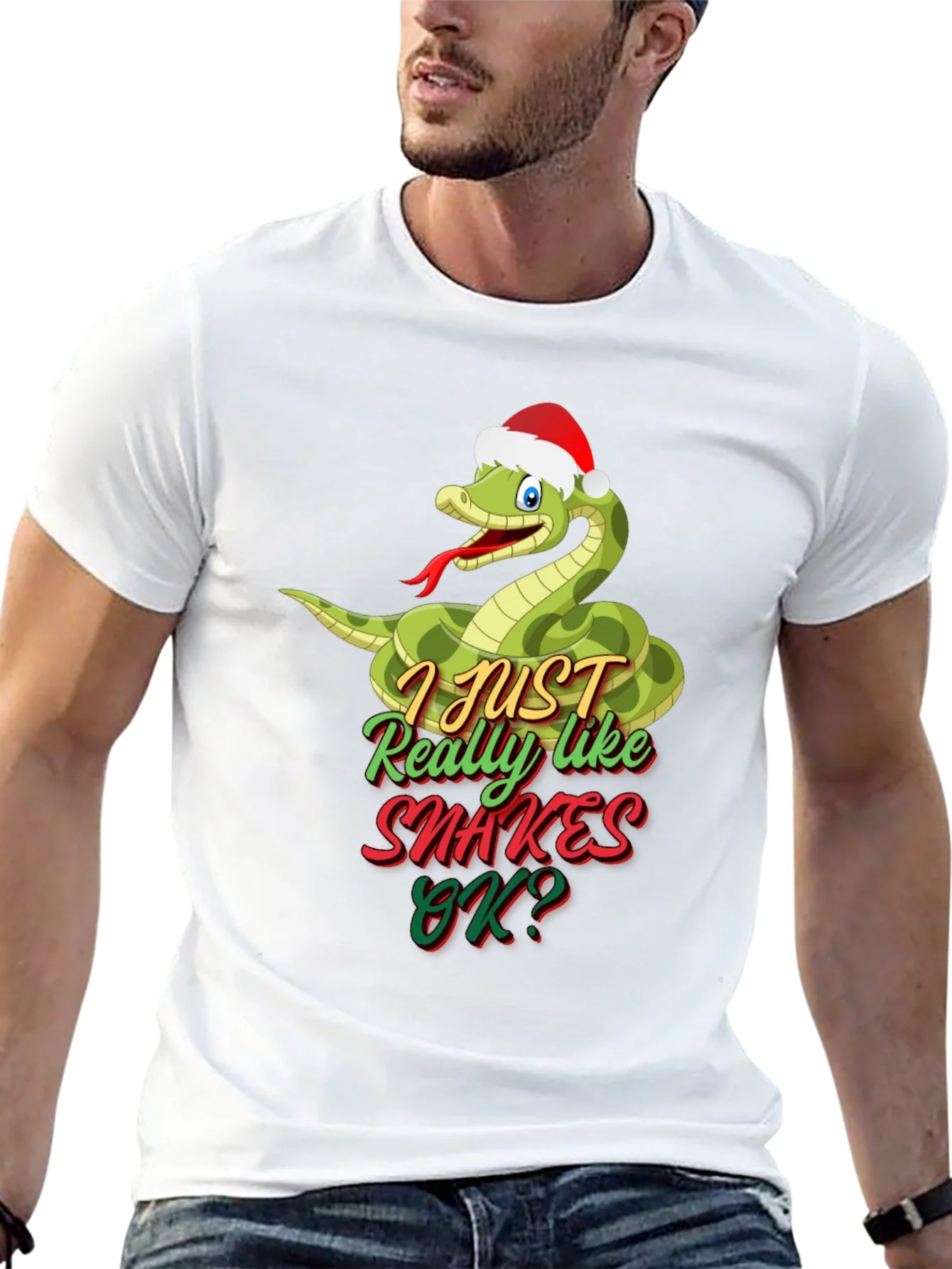 Funny Christmas Snake T-Shirt - I Just Really Like Snakes!