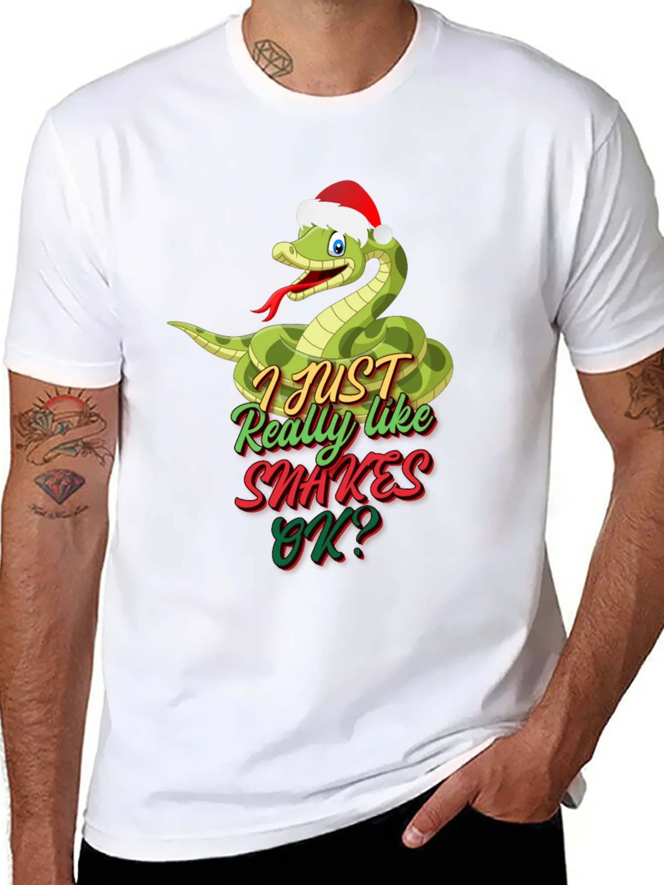 Funny Christmas Snake T-Shirt - I Just Really Like Snakes!