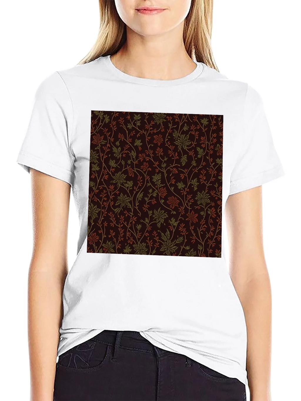 Floral Pattern Black Tee - Stylish Casual Wear