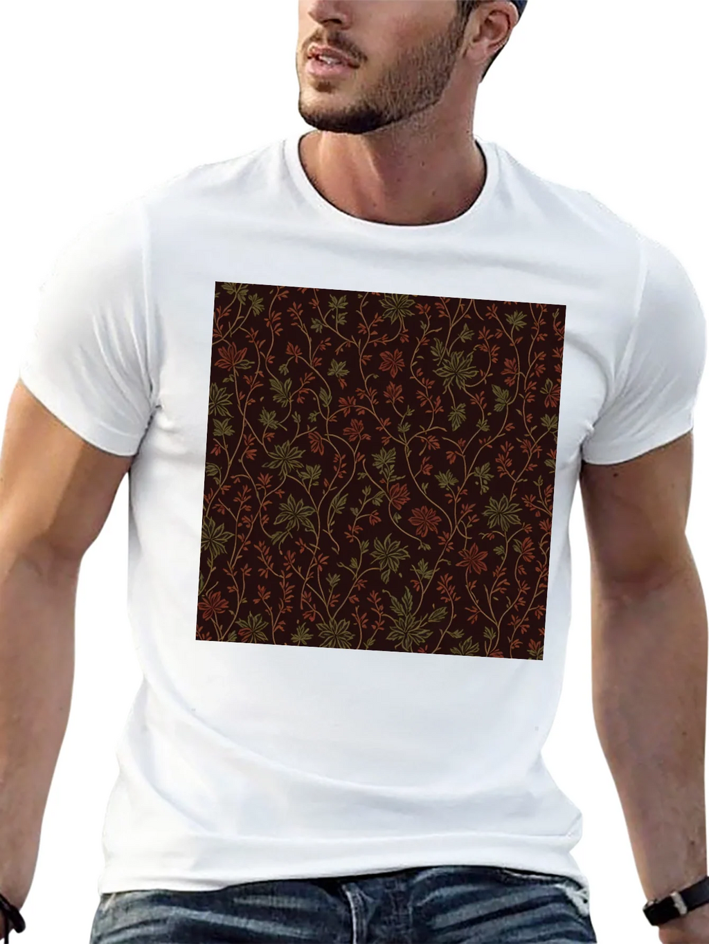 Floral Pattern Black Tee - Stylish Casual Wear
