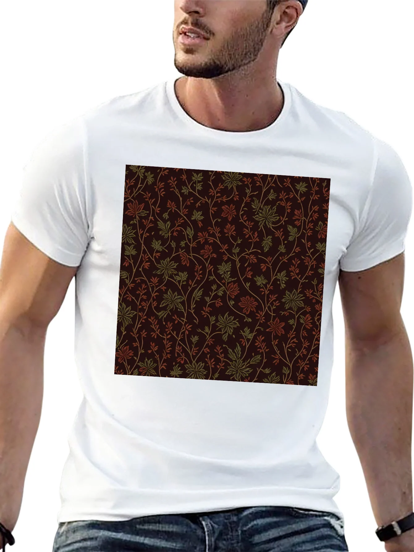 Floral Pattern Black Tee - Stylish Casual Wear