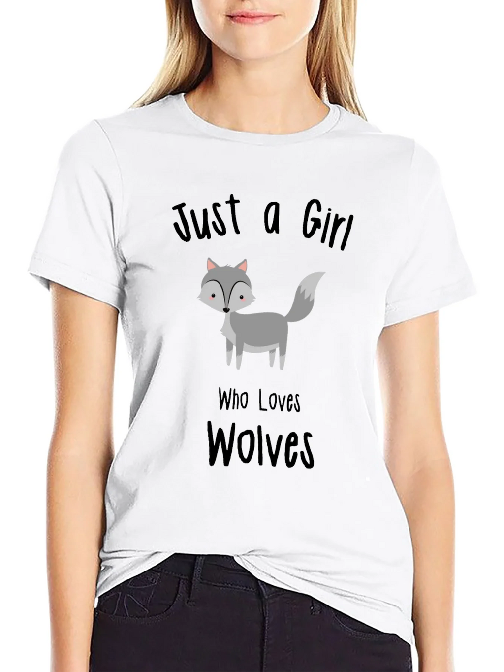 Just a Girl Who Loves Wolves T-Shirt Black
