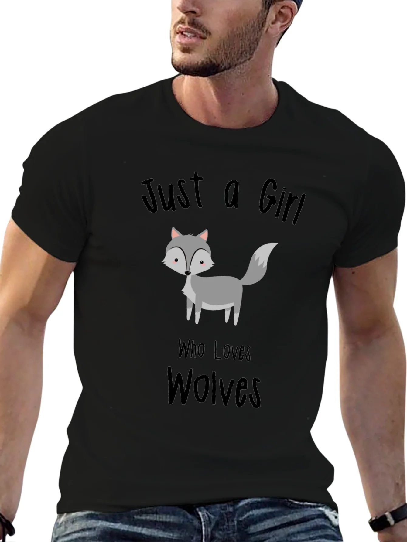 Just a Girl Who Loves Wolves T-Shirt Black