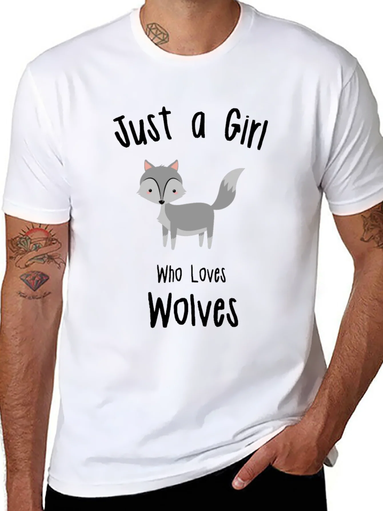 Just a Girl Who Loves Wolves T-Shirt Black