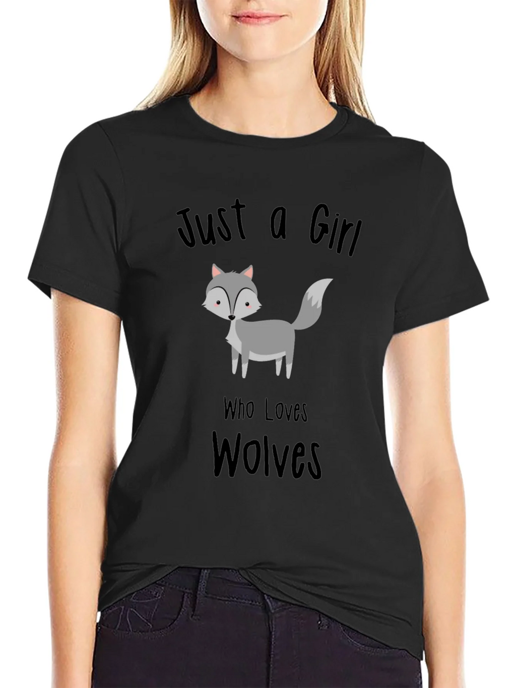 Just a Girl Who Loves Wolves T-Shirt Black