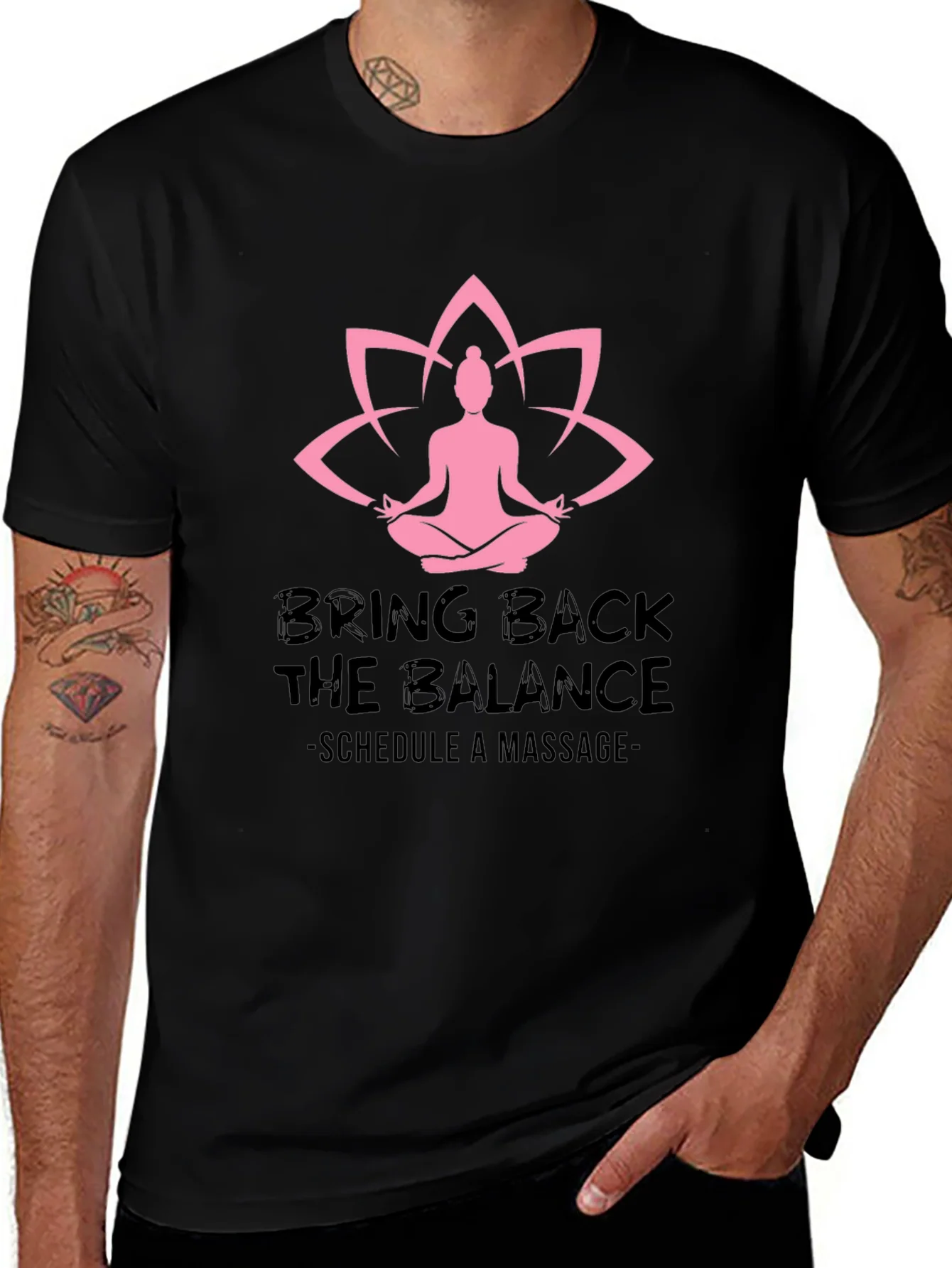 Balance Massage Black Graphic Tee