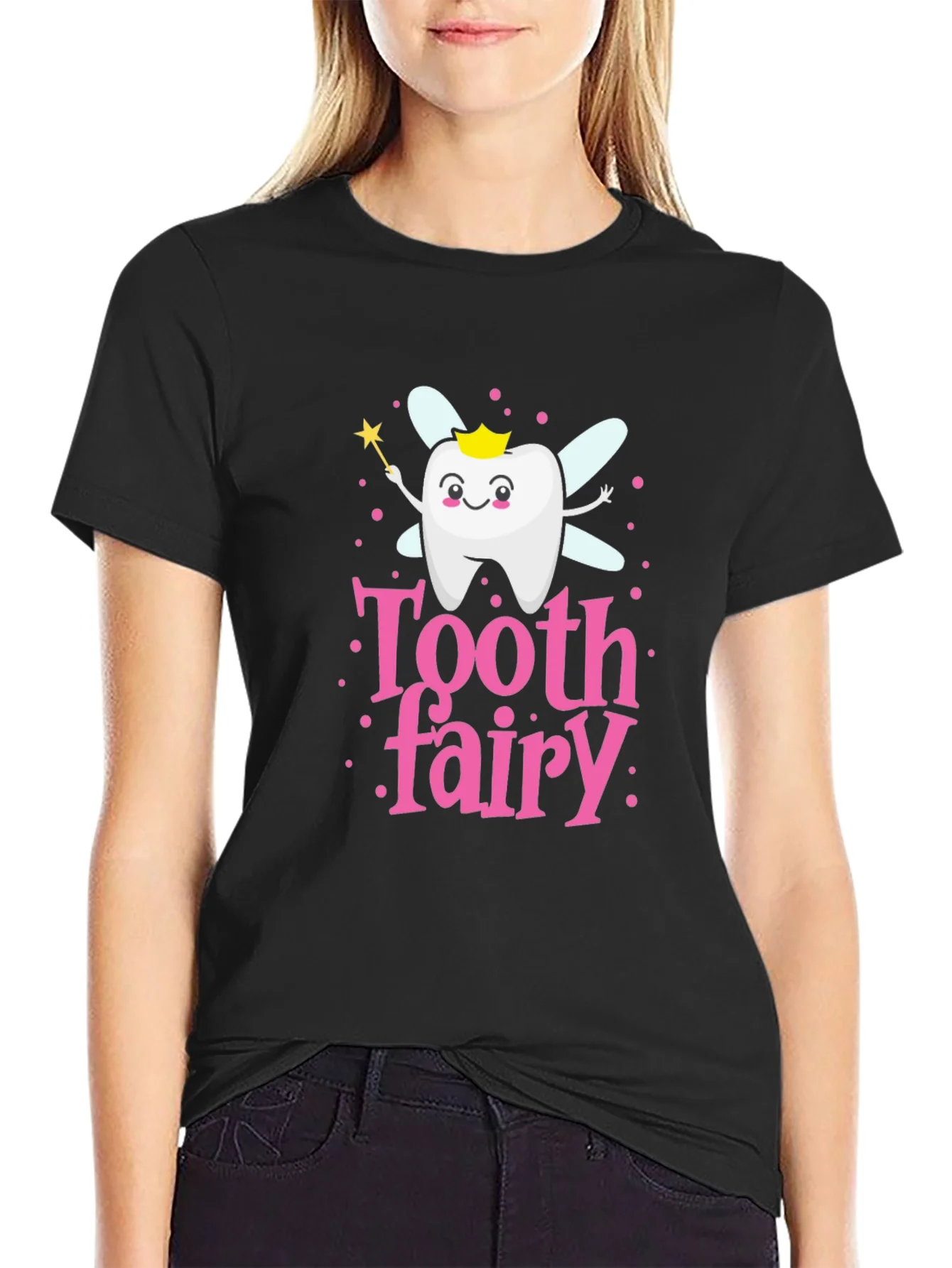 Tooth Fairy Cartoon T-Shirt Cute Dental Hygiene Tee