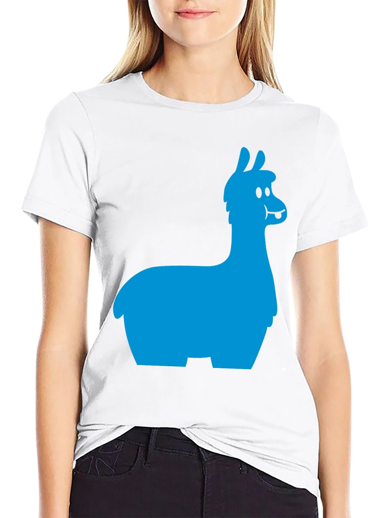 Llama Graphic Tee - Black Cotton Blend T-Shirt