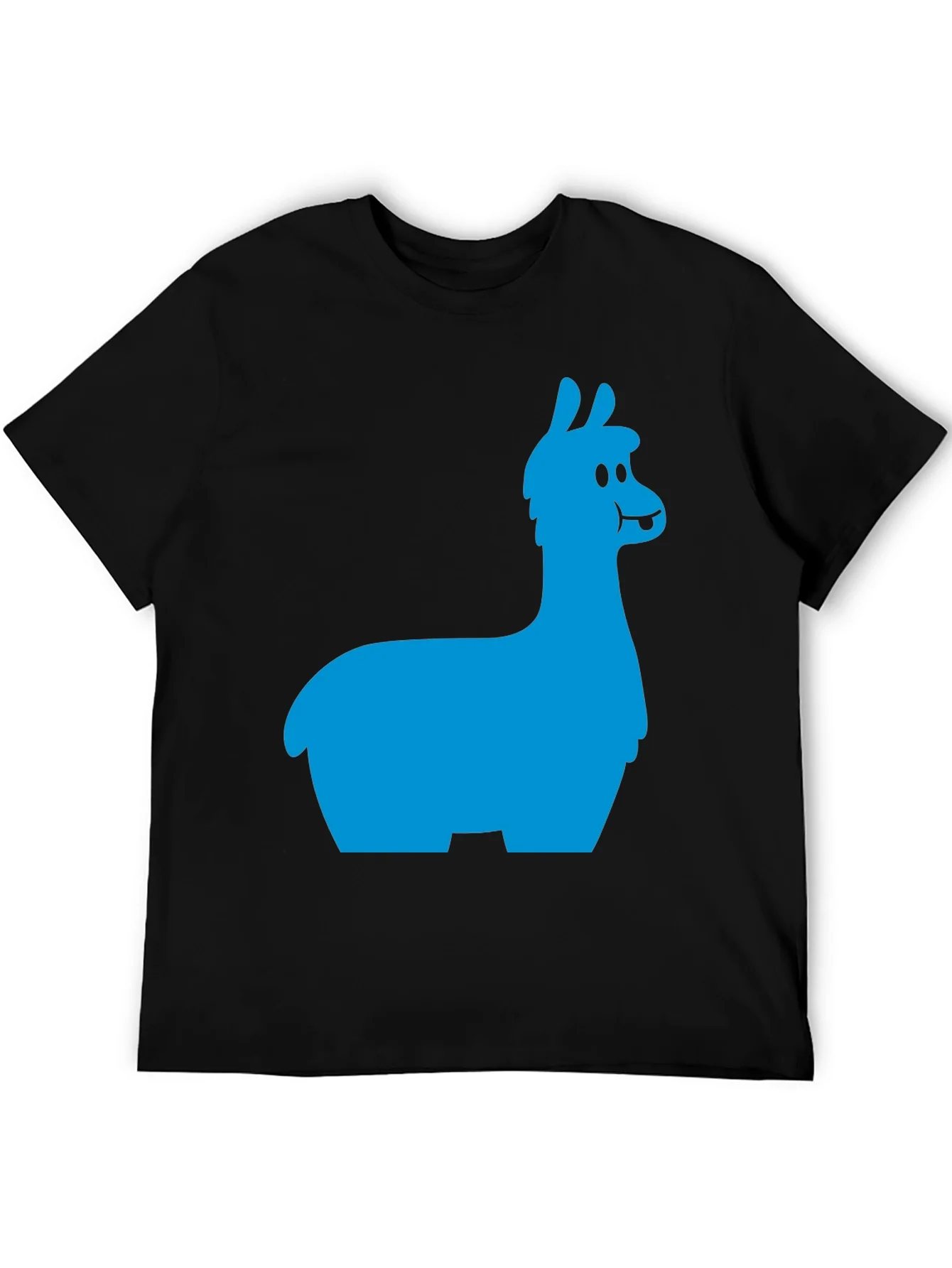 Llama Graphic Tee - Black Cotton Blend T-Shirt
