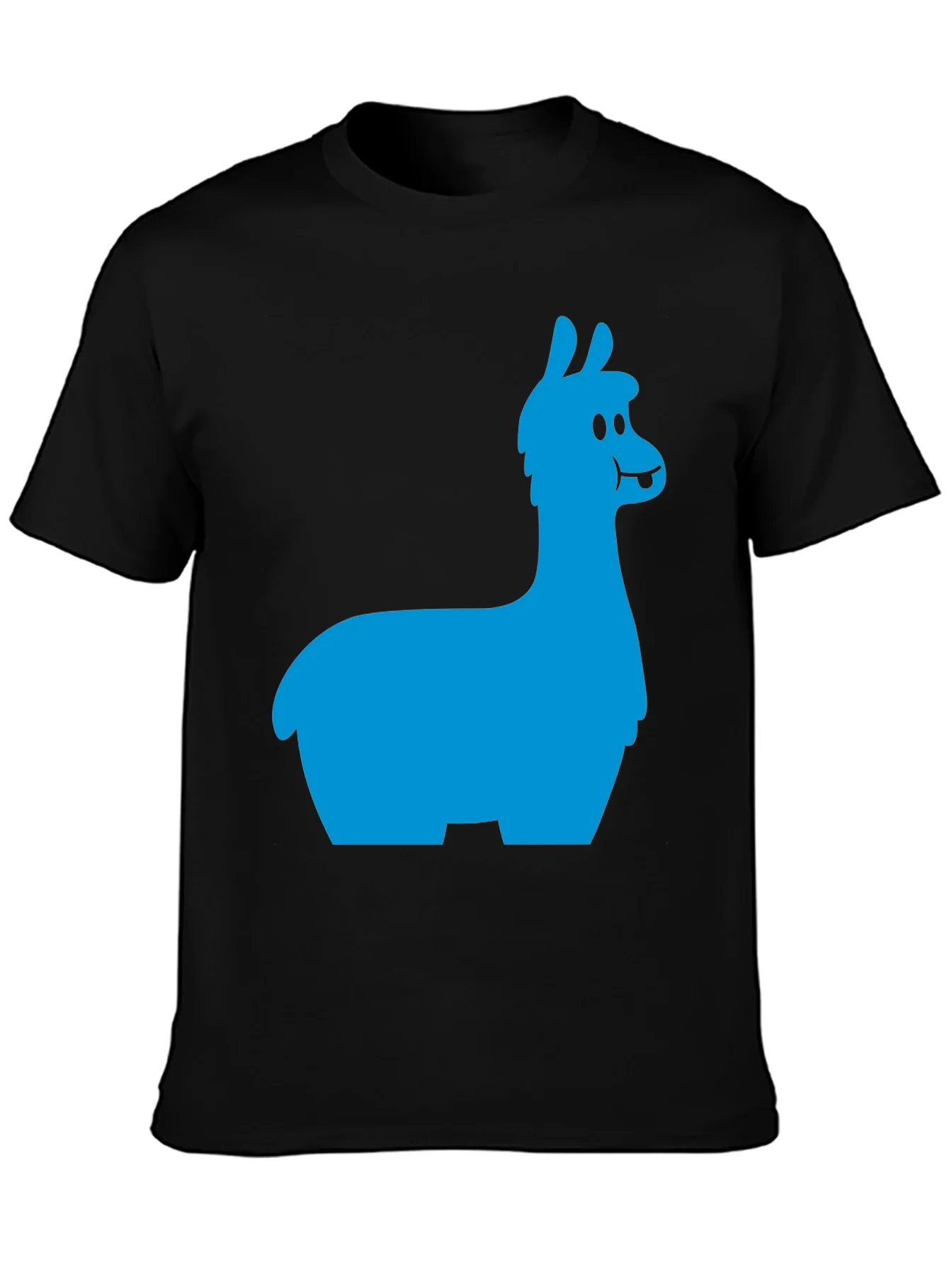Llama Graphic Tee - Black Cotton Blend T-Shirt