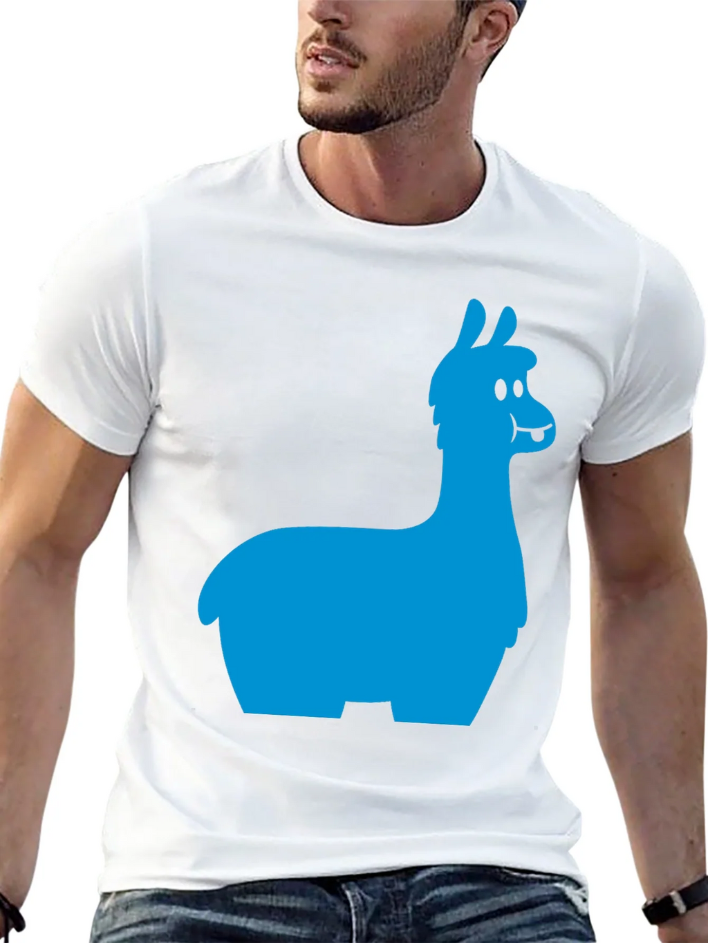Llama Graphic Tee - Black Cotton Blend T-Shirt
