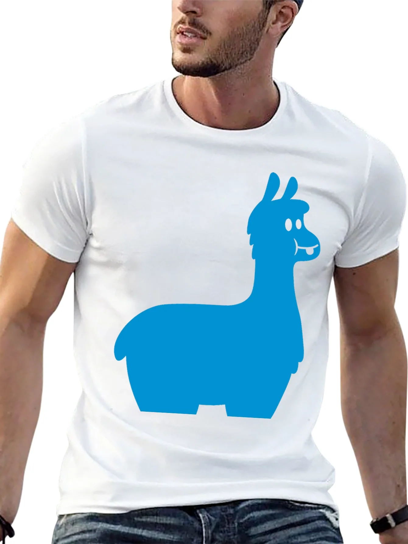 Llama Graphic Tee - Black Cotton Blend T-Shirt