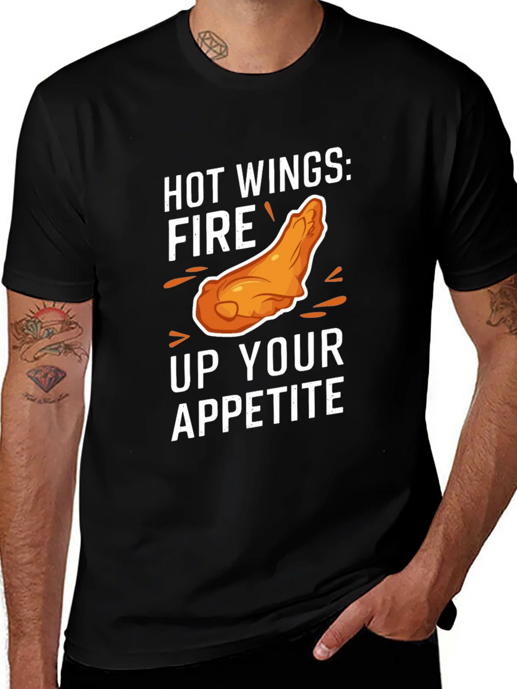 Hot Wings Appetite T-Shirt - Black Graphic Tee