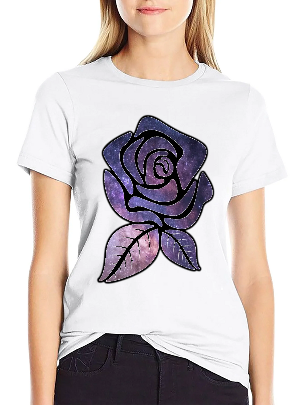 Galaxy Rose Graphic T-Shirt - Black Cotton Tee