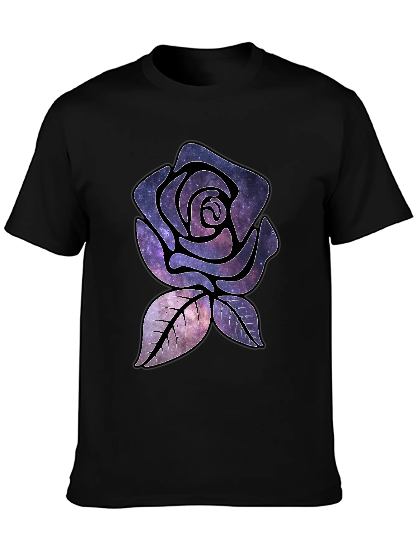 Galaxy Rose Graphic T-Shirt - Black Cotton Tee
