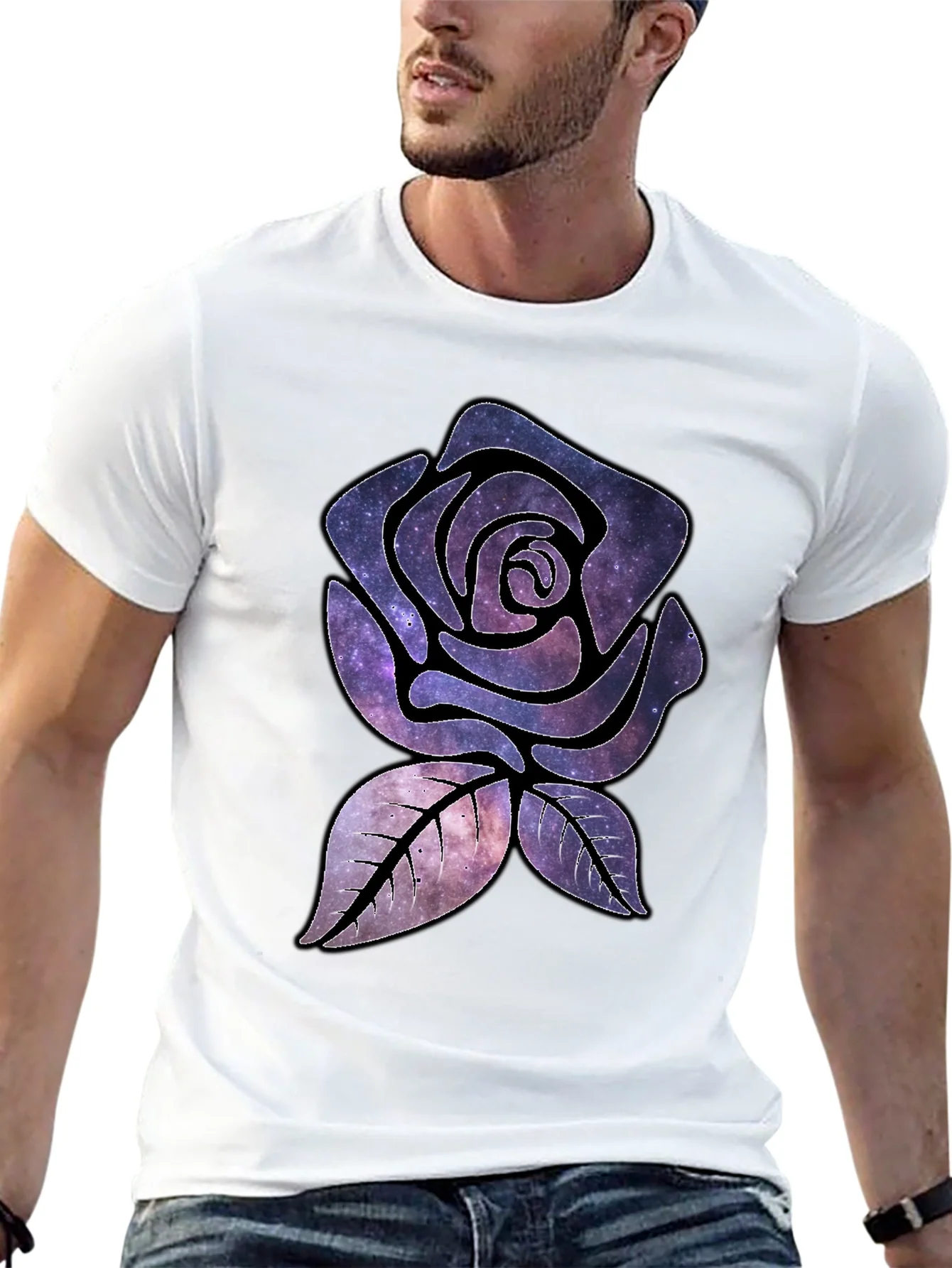 Galaxy Rose Graphic T-Shirt - Black Cotton Tee