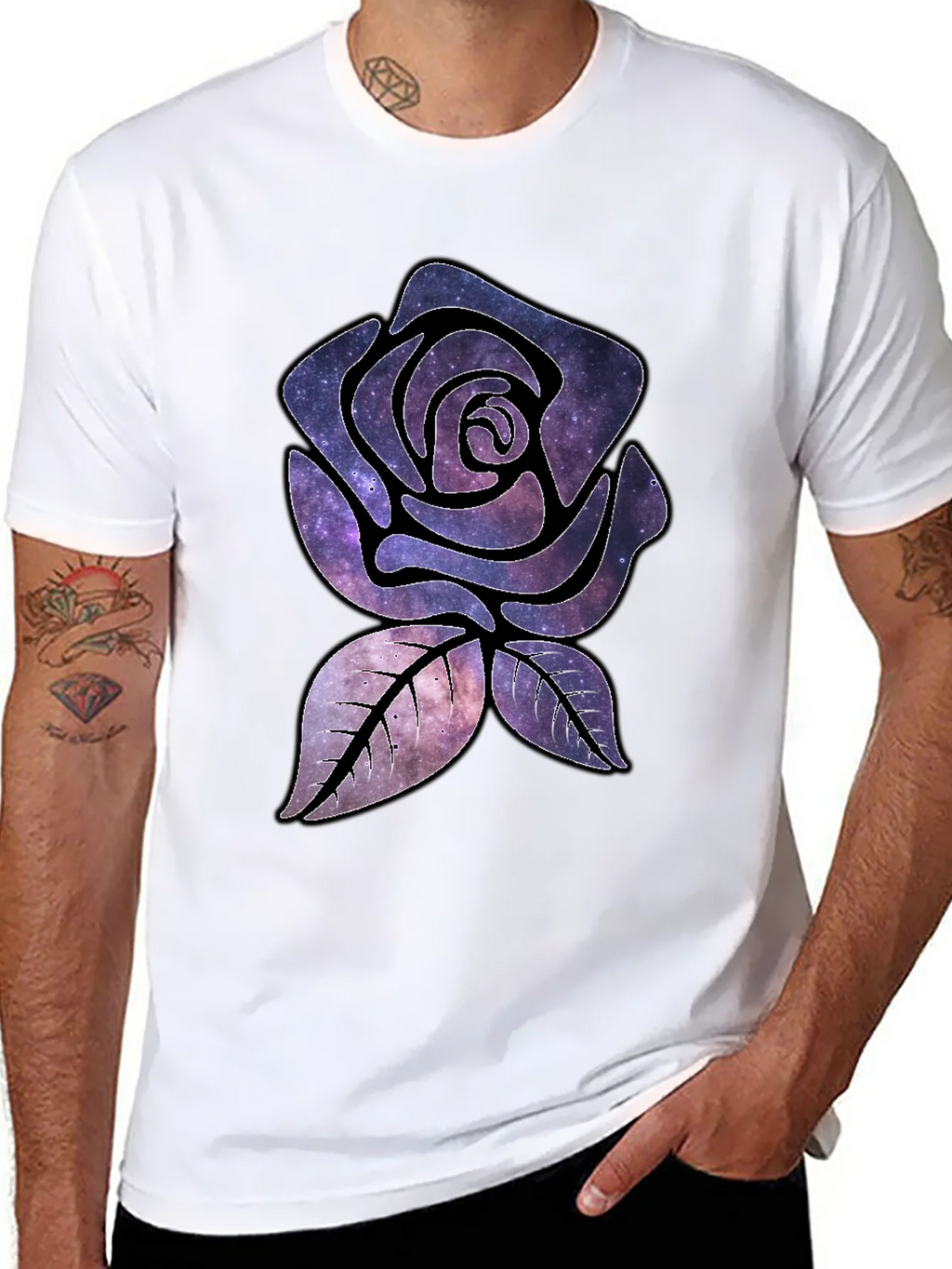 Galaxy Rose Graphic T-Shirt - Black Cotton Tee